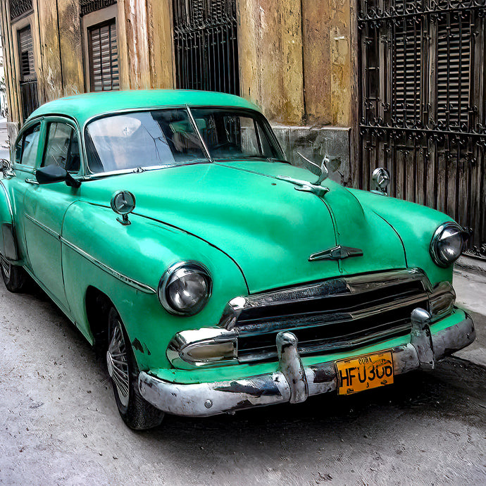 A149- Green Classic Car, Havana,  Cuba