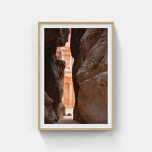 Load image into Gallery viewer, A132- The Siq looking at The Treasury, Petra, Jordan